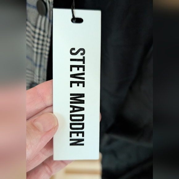 Steve Madden Women's Akiri Brown/Black Plaid Houndstooth Bomber Jacket, Sz S - Picture 9 of 9